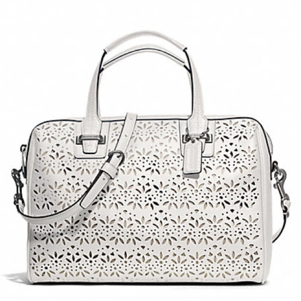 COACH TAYLOR EYELET LEATHER SATCHEL PURSE